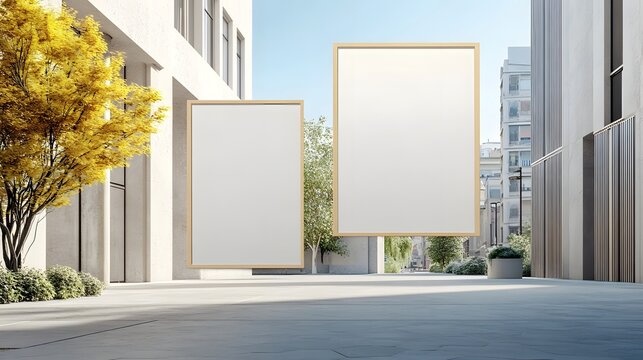 Vertical A2 Poster Mockup in City Outdoor Daylight Scene
