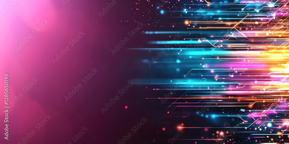 Poster Abstract Colorful Light Trails on Dark Background for Design Use