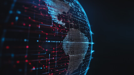 Obraz premium Digital globe with glowing network connections