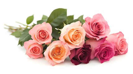 Fototapeta premium A bouquet of roses, isolated on a white background