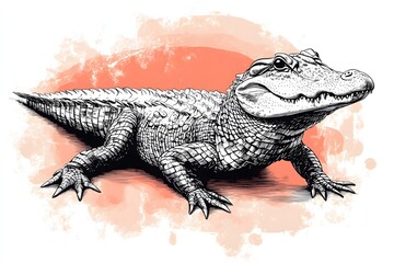 Obraz premium Detailed illustration of an alligator in a stylized and creative design