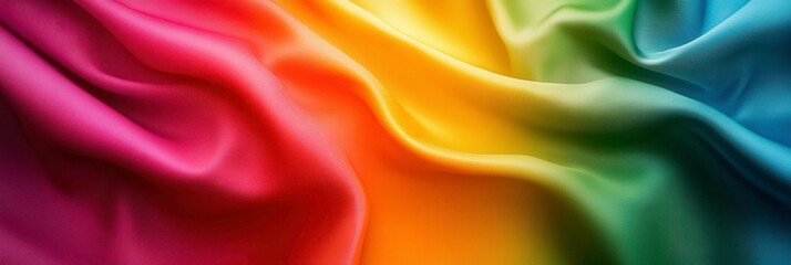 Fototapeta premium Colorful Fabric Waves in Bright Tones of Red, Orange, Yellow, Green, Blue