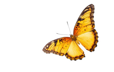 Obraz premium A beautiful yellow butterfly fly on transparent or white background