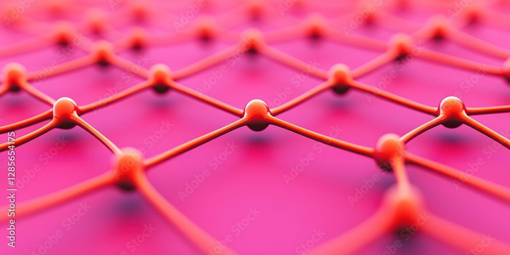 Poster Abstract Colorful Network Design with Red Nodes and Pink Background