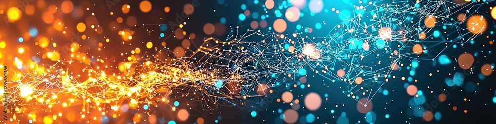 Poster Vibrant Abstract Background with Glowing Particles and Lines