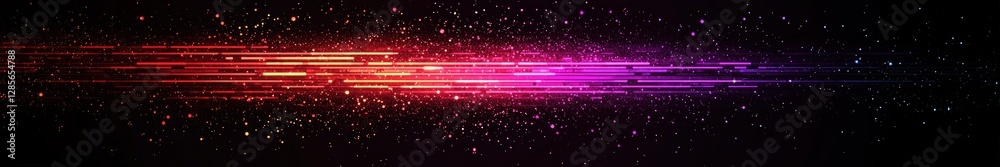 Poster abstract colorful light trail on black background for design