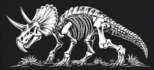 Fascinating dinosaur skeleton with a unique skeleton on its back in intricate artistic detail