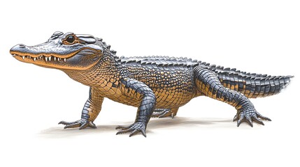 Obraz premium Artistic of a crocodile showcasing intricate features and textures in a drawing