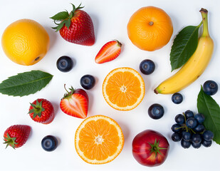 Naklejka premium fruit and vegetables top shot minimal background