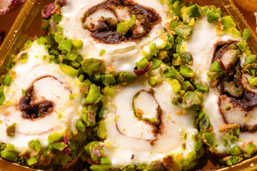 Sweet food Turkish delight, traditional food, assorted locum