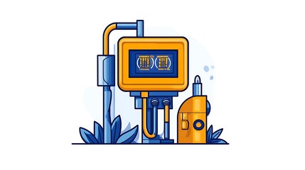 Naklejka premium Vibrant Vector Illustration: Futuristic Underwater Monitoring System AI Generated