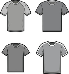 Gray T-Shirt Mockup Vector Set Apparel Templates