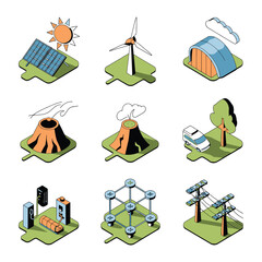 2d vector environment Collection Solar Panel icon Symbolizing clean and renewable solar energy.
