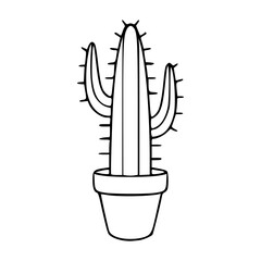 vector drawing houseplant of a cactus for coloring pages