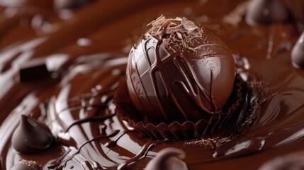 A close up of a chocolate ball on a table