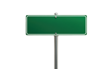 Green street sign on transparent or white background