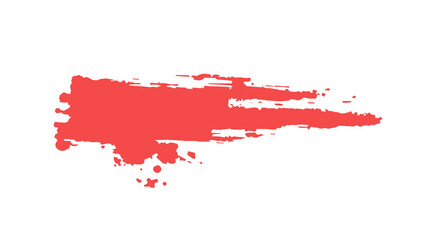 Red Brush Stroke Grunge Texture on Transparent Background
