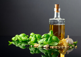Ingredients for making Pesto sauce.