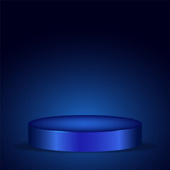 Dark background with an empty podium in dark blue tones