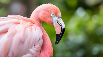 Closeup of Pink Flamingo in Natural Habitats Vibrant Plumage : Generative AI