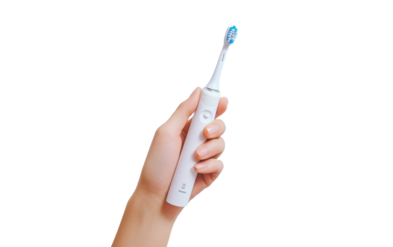 Hand Holding an Electric brush on transparent or white background