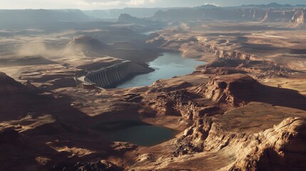 Arizona's Lake Powell and Glen Canyon Dam sit in a stunning desert landscape.