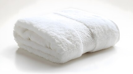 A soft white towel, isolated on a white background