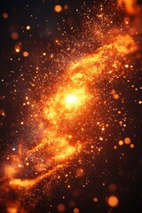 Naklejka premium A bright orange and black nebula with stars in the background