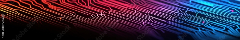Aufkleber Futuristic Abstract Background with Colorful Circuit Patterns