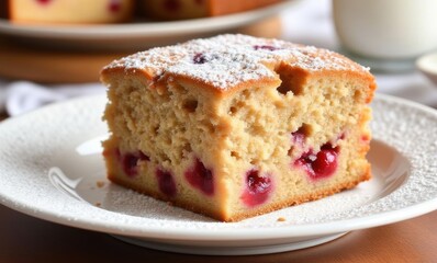 Delicious cherry cake slice