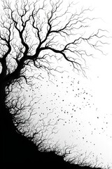 Obraz premium A black and white silhouette of a tree with no leaves