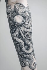 An octopus tattoo on the arm of a man