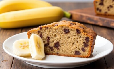 Delicious banana bread slice