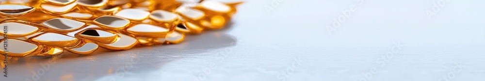 Poster Shimmering Golden Reflection on Glossy Surface with Unique Pattern