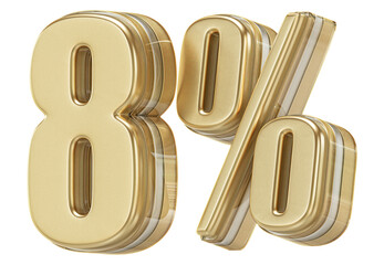 8 Percent Off Sale Sign 3D Number Discount