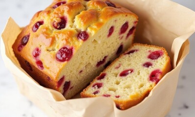 Delicious cranberry bread in a basket