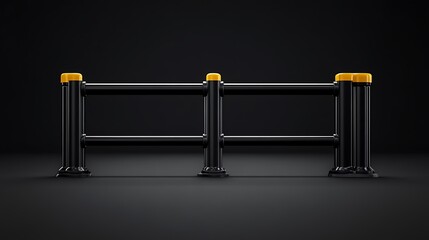 Black Modular Barrier System: 3D Render of Queue Management Design AI Generated