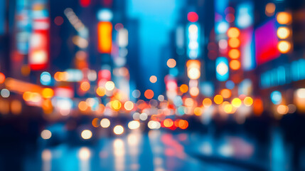 Blurry Nighttime Street Scene with Motion Blur