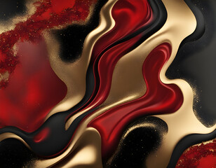 Captivating Red and Black liquid acrylic paint blend with gold glitter  backgrounds