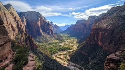 Naklejka premium Stunning views from Angel Landing trail in Zion National Park, Utah.