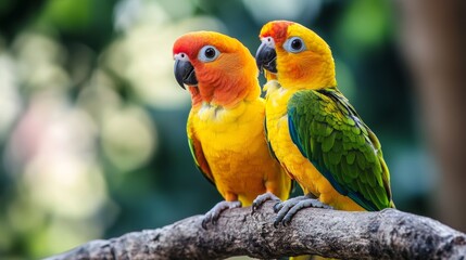 Two adorable parrots, the Sun Conure and Green-Cheeked Conure, make great pets. They're playful, curious, and can learn tricks.