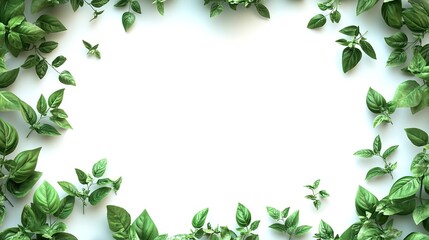 A Vibrant Green Leaf Border Framing A Pristine White Space, Suggesting Freshness, New Beginnings, And Natural Beauty With Bright Lighting And A Minimalist Aesthetic