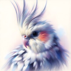 왕관앵무, 파스텔화, jpeg (Cockatiel, pastel painting, jpeg)