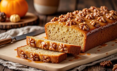 Delicious caramel walnut loaf cake