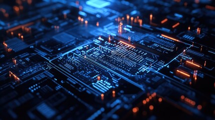 Abstract Circuit Board: Glowing Pathways of Digital Technology