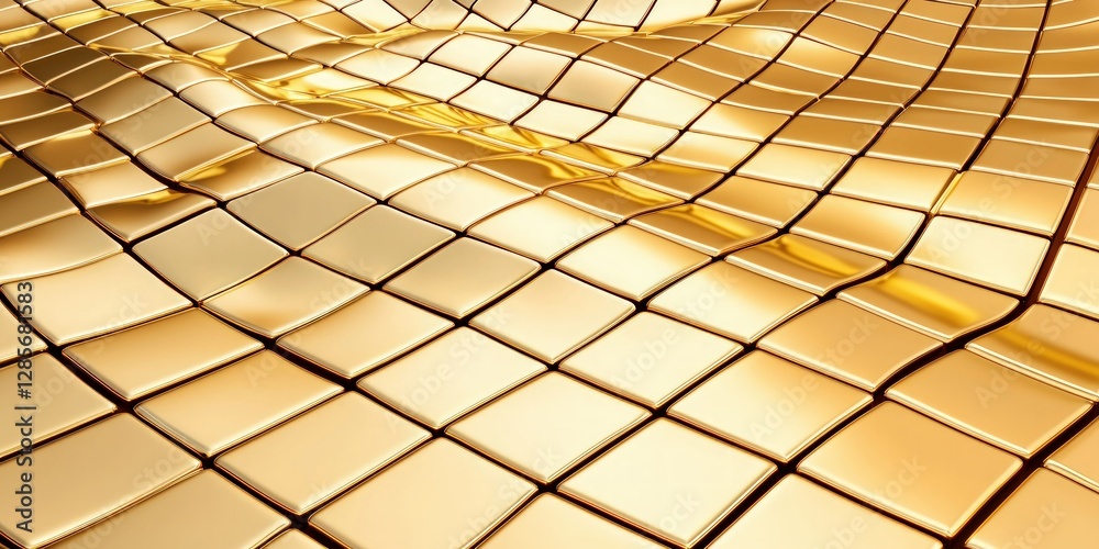 Aufkleber shimmering golden surface with wavy texture and reflective tiles