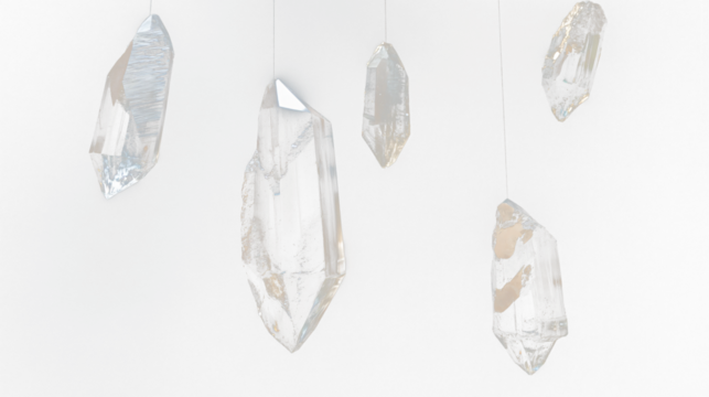 a group of crystals hanging from a ceiling