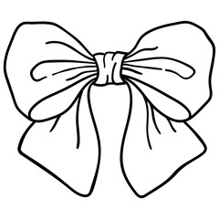 red sailor bow or fabric hair bow looks beautiful and adorable outline style