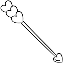 cupid arrow of love include heart arrowhead and fletching outline style