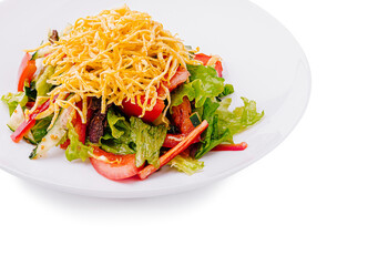 Fresh garden salad with cheese and colorful vegetables for lunch